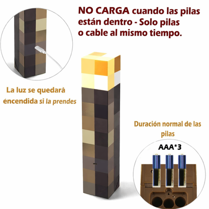 Lámpara Antorcha Pixel – Decoración Gaming