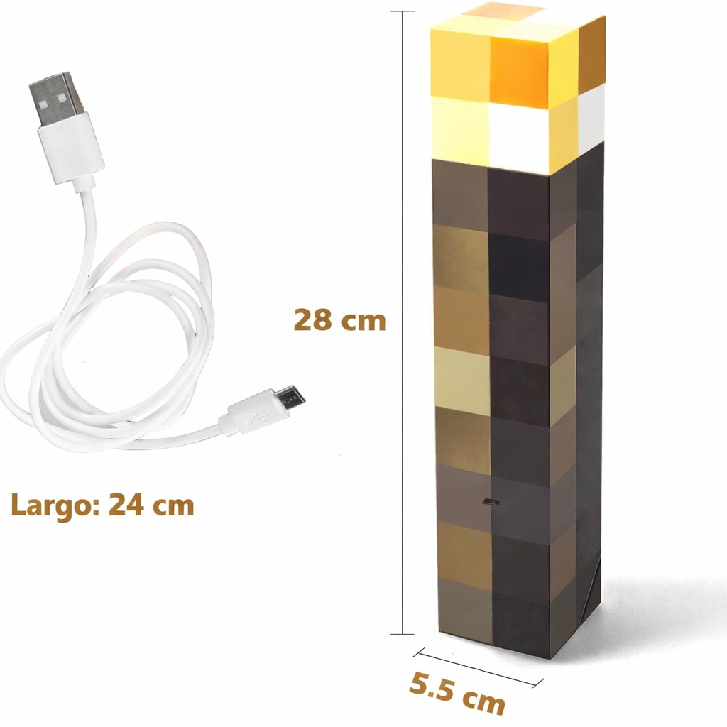 Lámpara Antorcha Pixel – Decoración Gaming